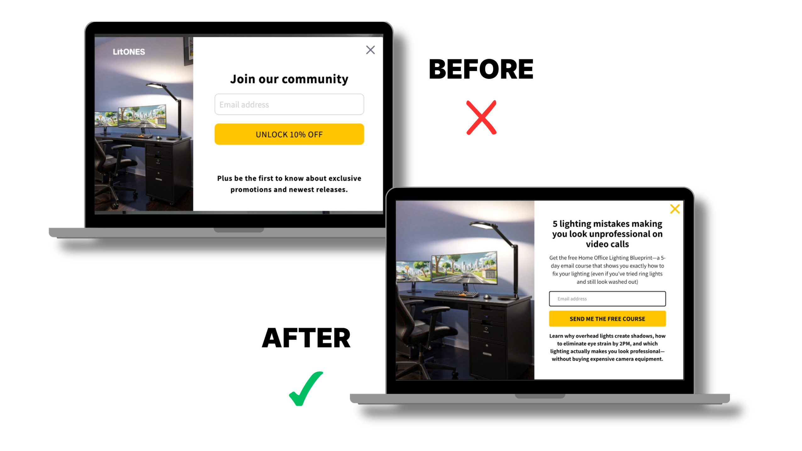 Popup before and after before and after popup mockup